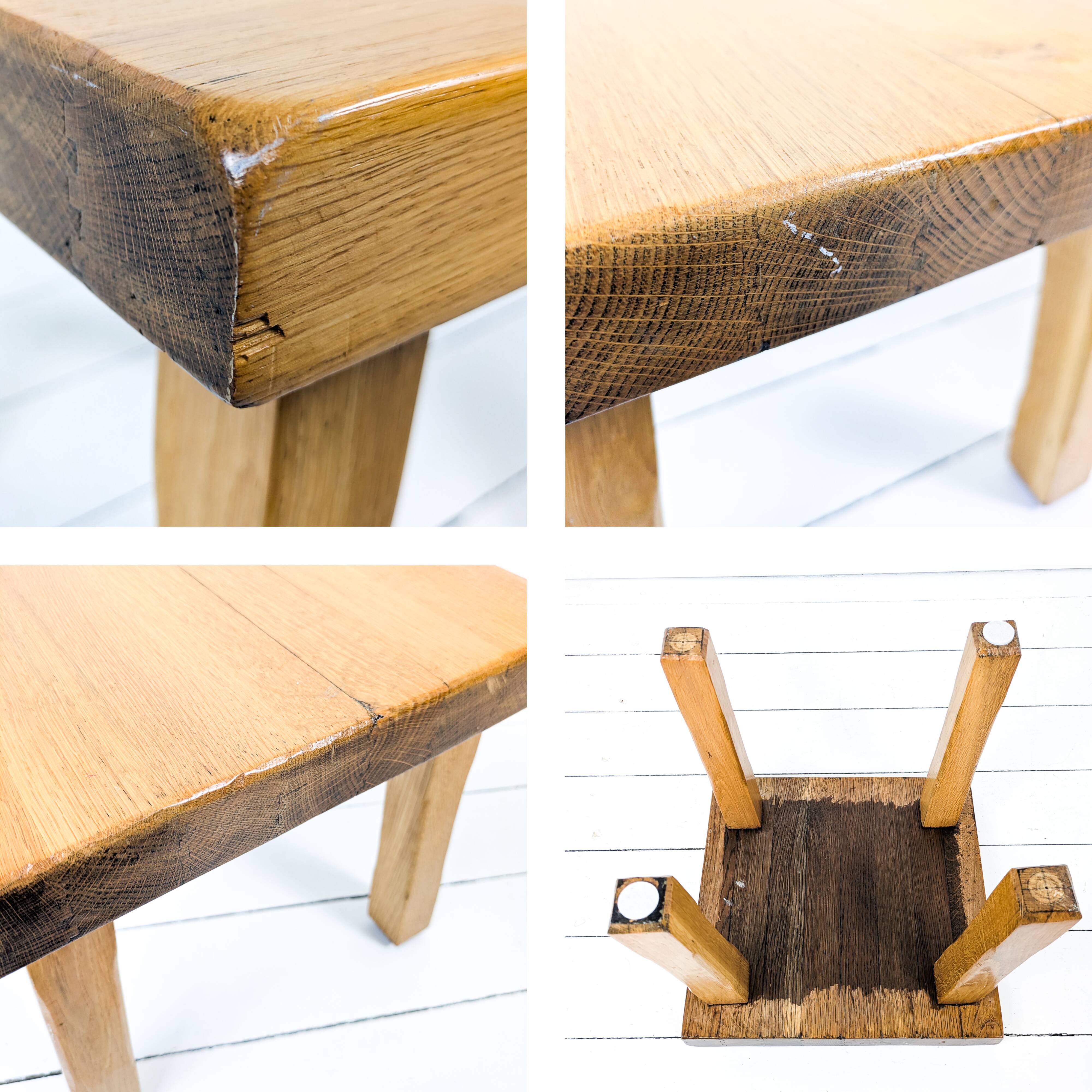 Ensemble de 3 tables gigognes vintage Mid-Century en chêne massif style bru