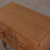 Brutalist bedside table in oak and oak veneer, 1950s