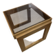 Modernist side table in wood and smoked glass