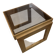 Modernist side table in wood and smoked glass