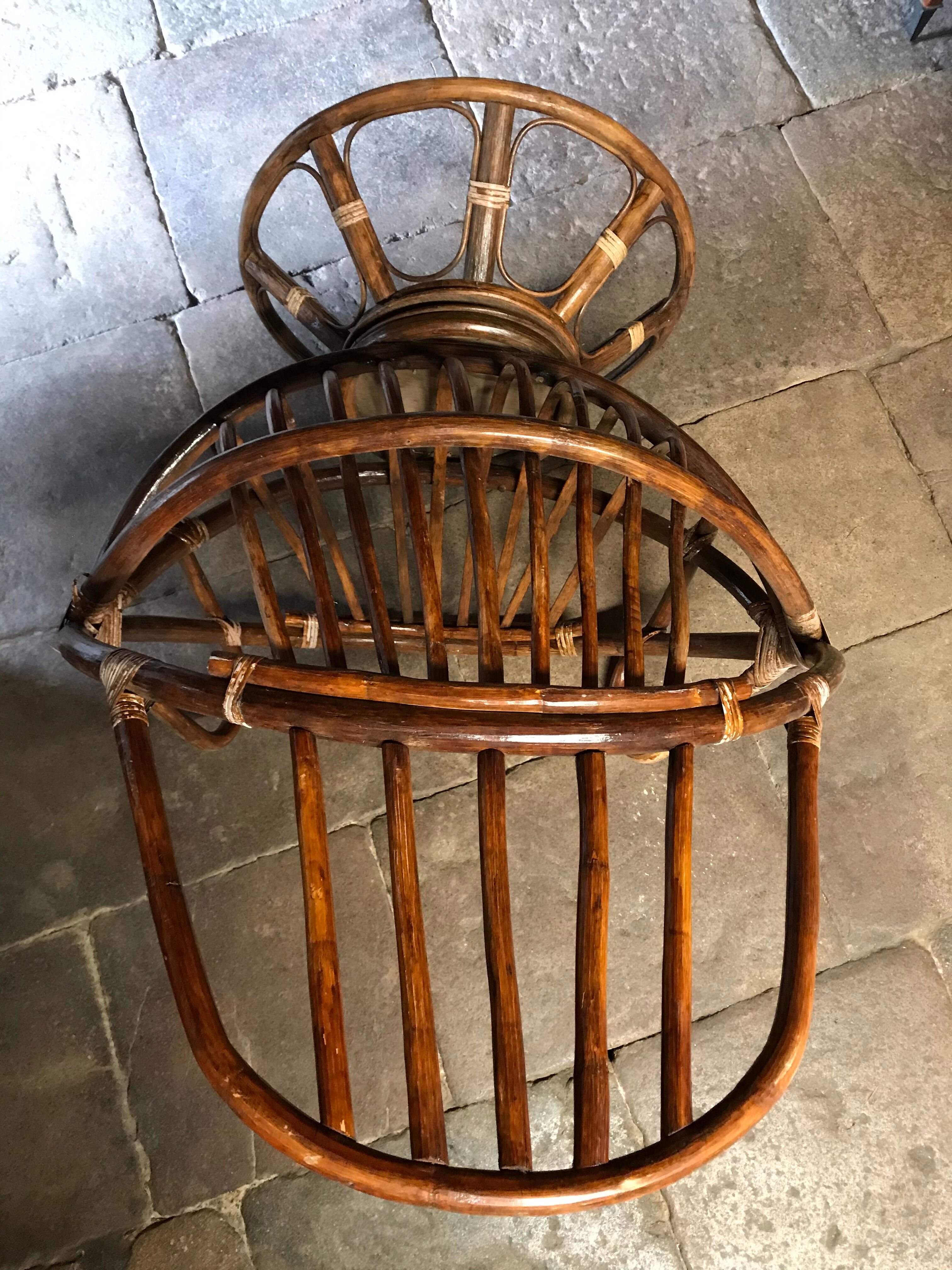 Swivel rattan armchair