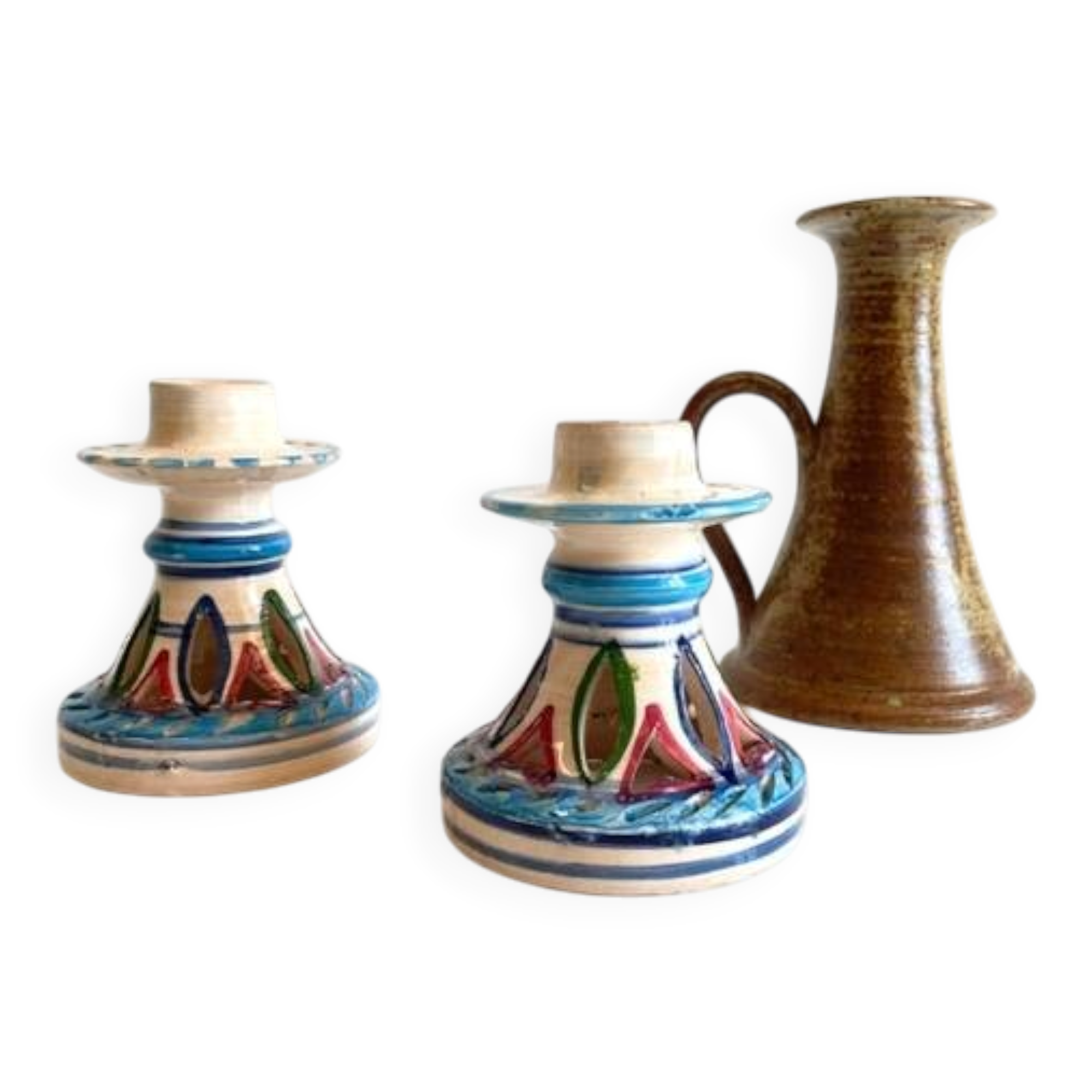 vintage handmade ceramic candle holders