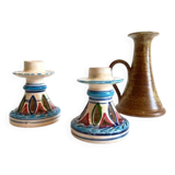 vintage handmade ceramic candle holders