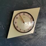 Vintage formica clock silent asymmetrical wall pendulum "Kienzle green"