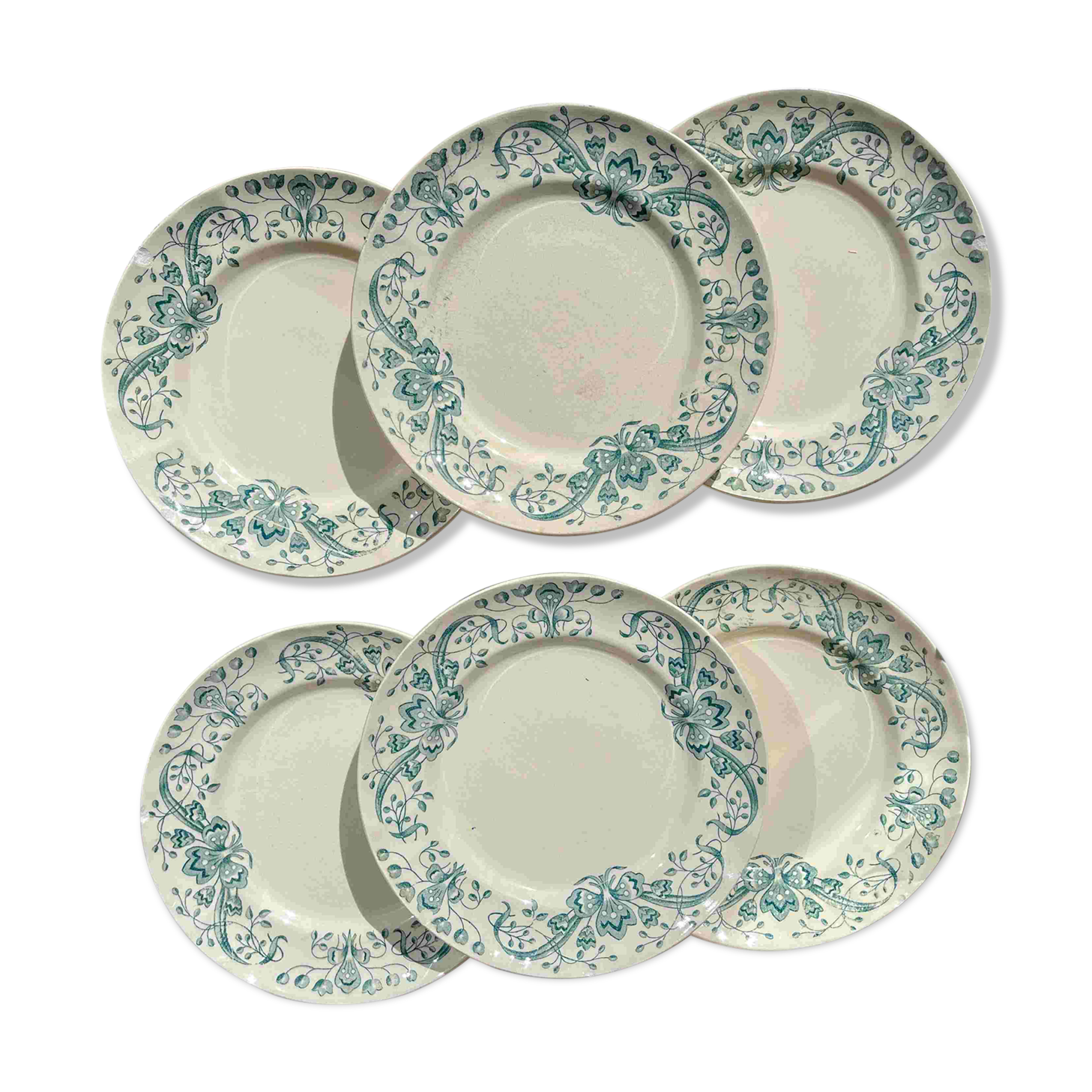 Set of 6 Small Antique Iron Earth Plates "Figuig" – Longchamp 19th Century