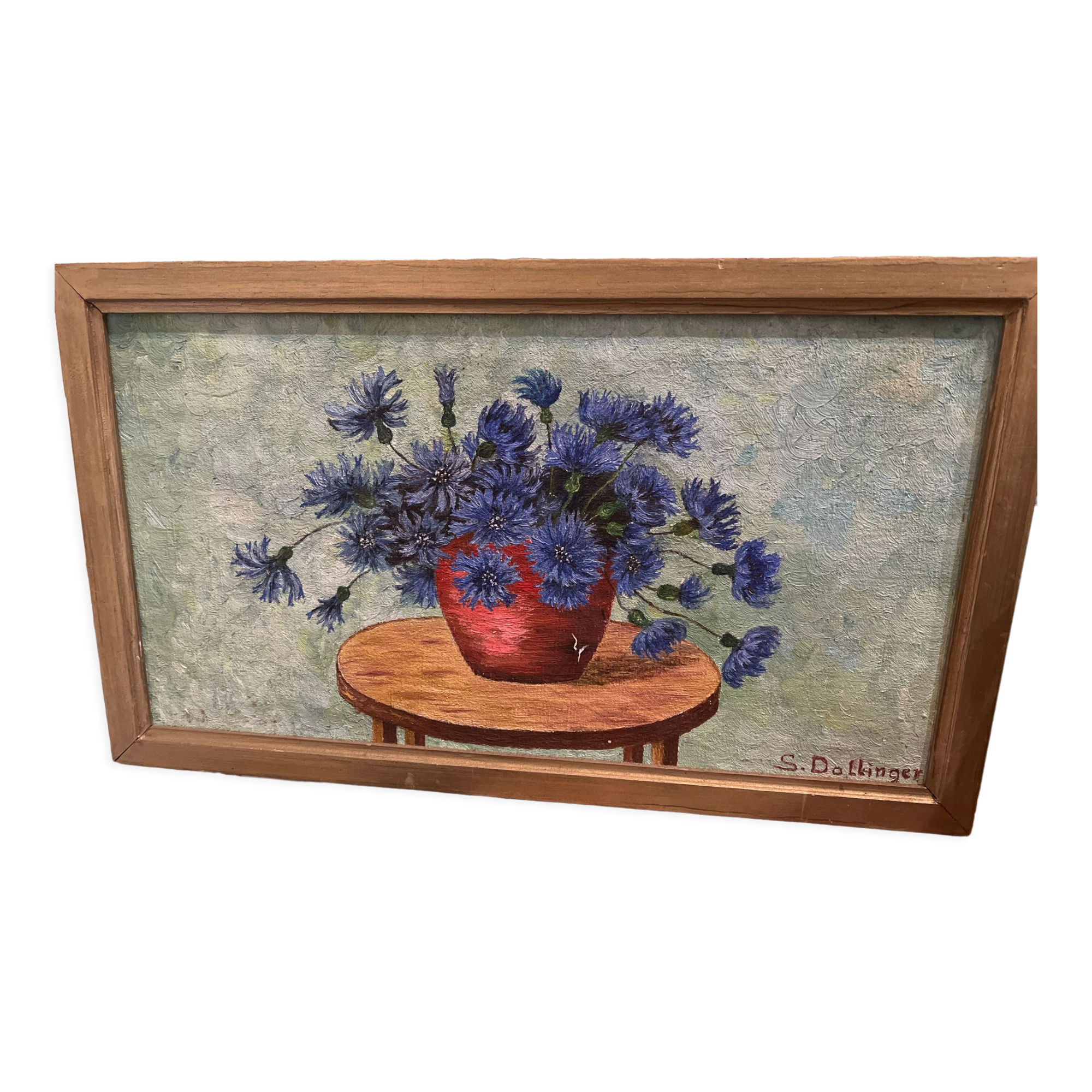 Oil painting "Vase with blueberries"