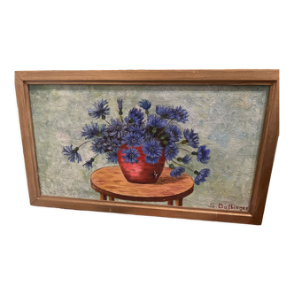 Oil painting "Vase with blueberries"