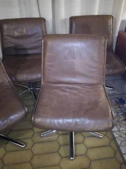 Set of four leather chairs Wilkhahn Germany design 1981