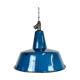 Industrial blue enamel factory lamp with cast iron top, 1960s