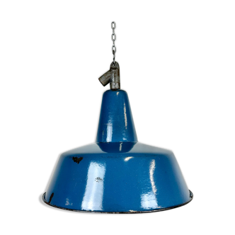 Suspension en émail bleu avec dessus en fonte, années 1960