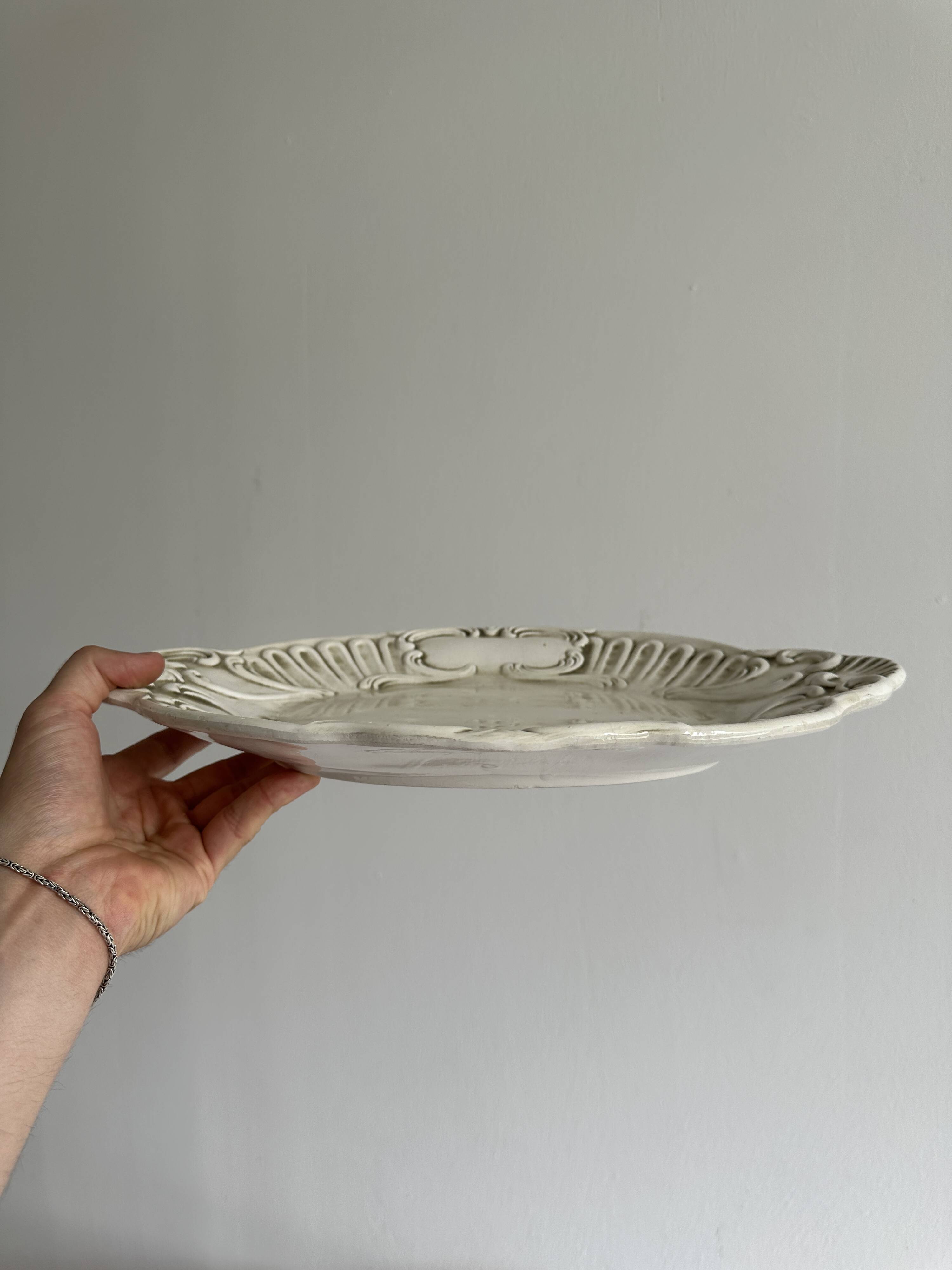 Antique cream ceramic tray