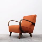 1930 Jindrich Halabala Bentwood Armchair in Rusty Orange Velvet