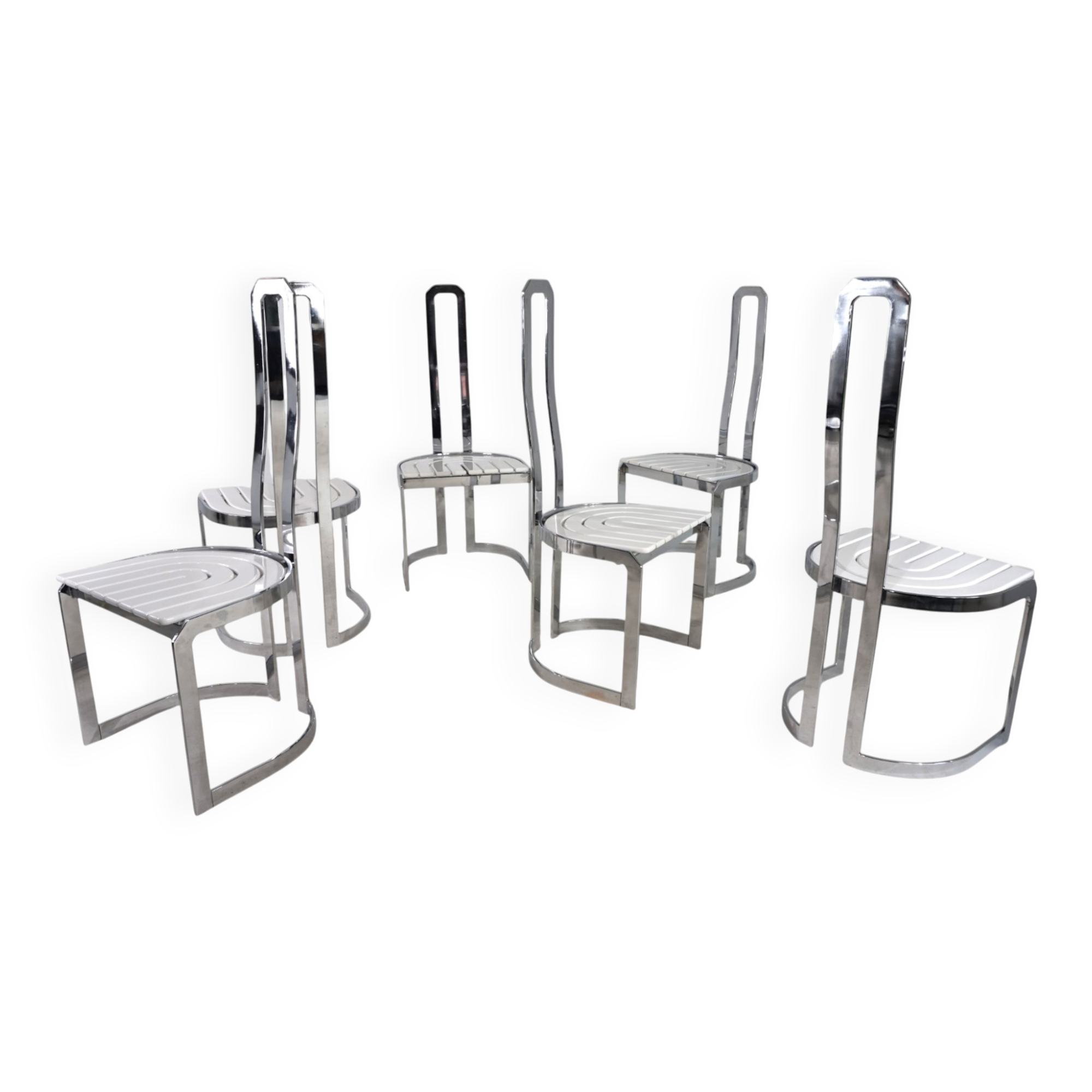 Ensemble de 6 chaises de salle à manger Allmilmö postmodernes, 1980