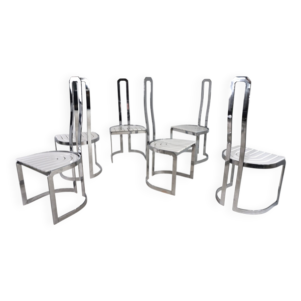 Ensemble de 6 chaises de salle à manger Allmilmö postmodernes, 1980