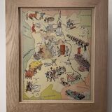 Affiche ancienne carte illustrée de l’Auvergne - JP Pinchon