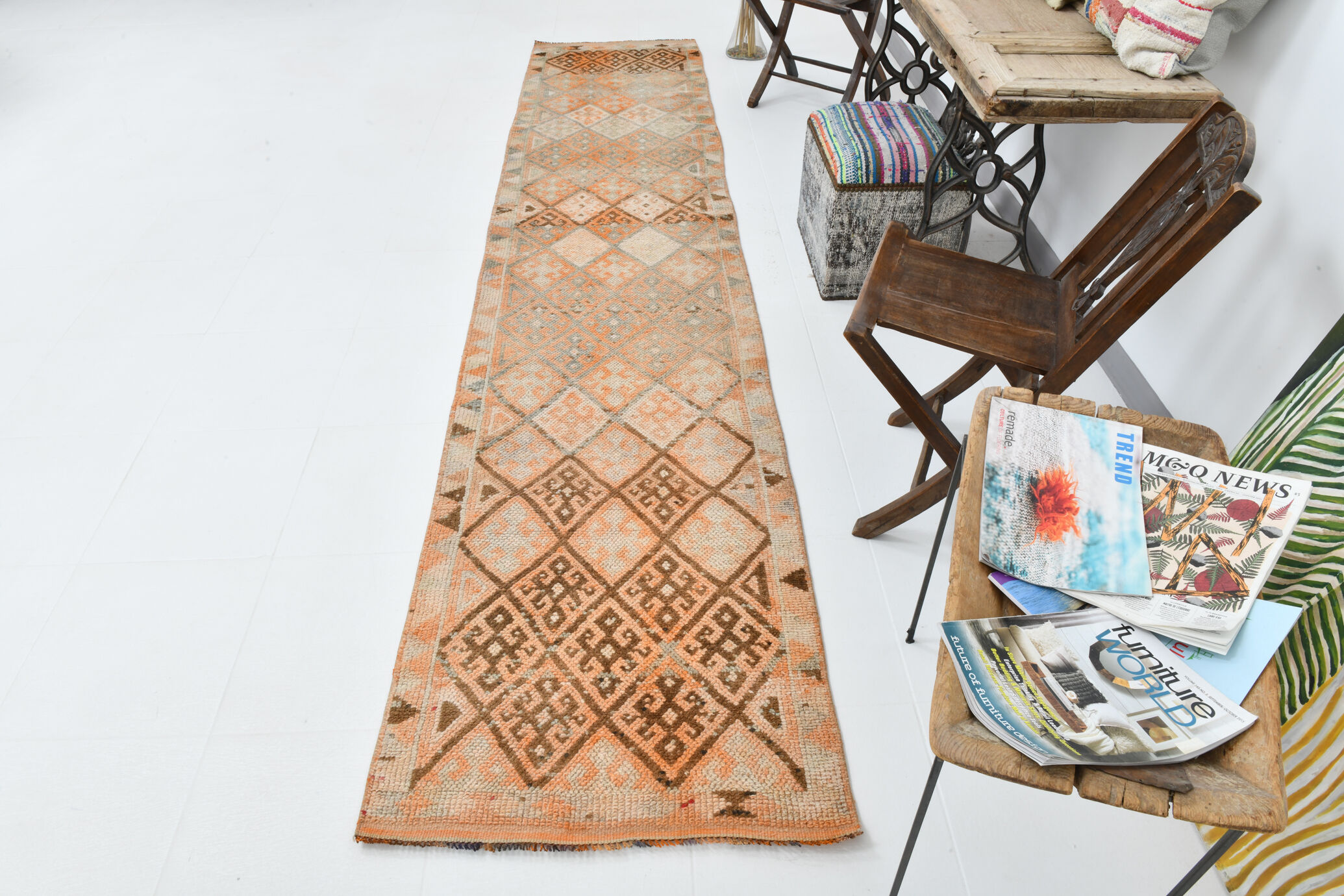 Turkish runner rug 79x373cm