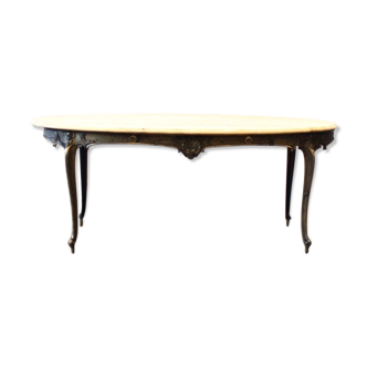 Table basse en laiton et marbre 1950