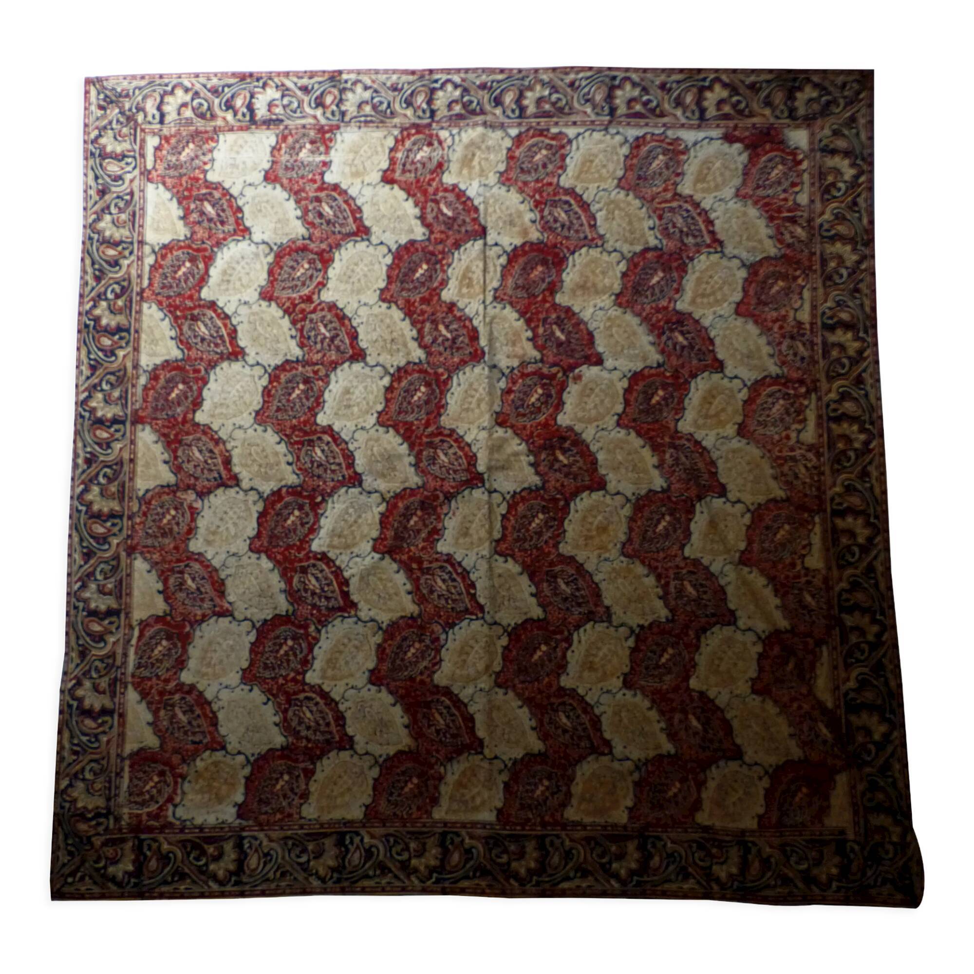 Square Indian tablecloth 130x130 with paisley patterns.