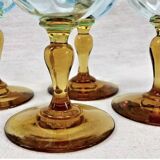 4 old two-tone George Sand wine glasses