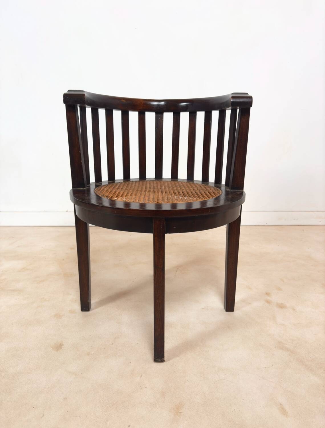 Set of 2 colonial armchairs in wood and cane.