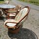 Rattan garden furniture, table, chairs and armchairs