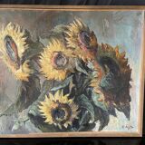 "Sunflowers" Oil on canvas signed