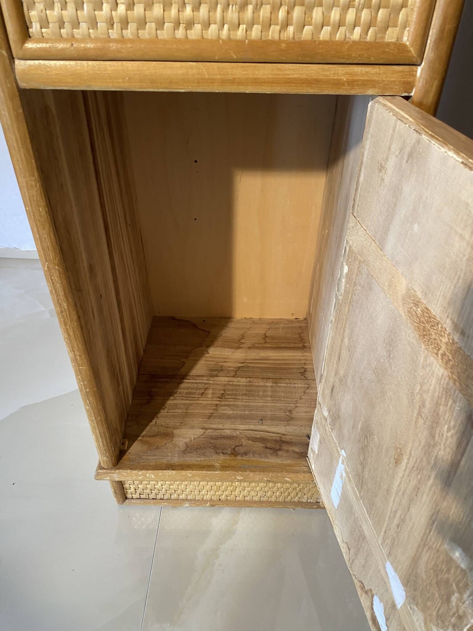 High rattan bedside accent table