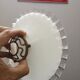 Lampshade suspension in opaline toothed white years 40 claw brass small model Ø 20.5 cm