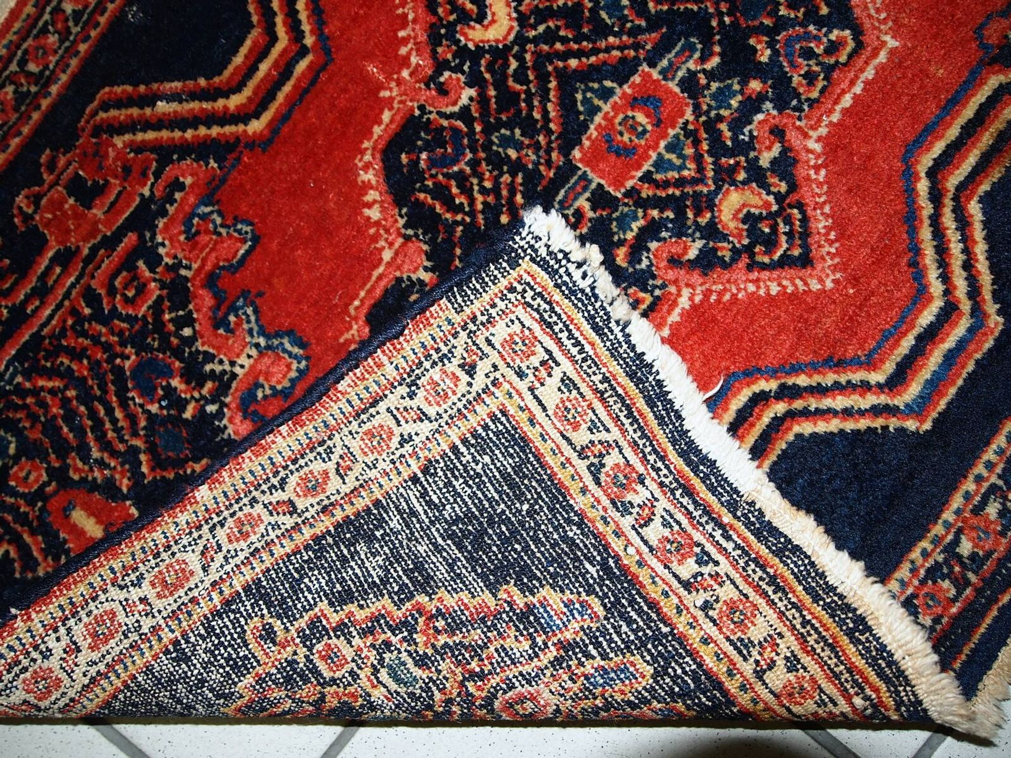 Paire de tapis antiques faits main Senneh persans 52cm x 80cm (années 1900)