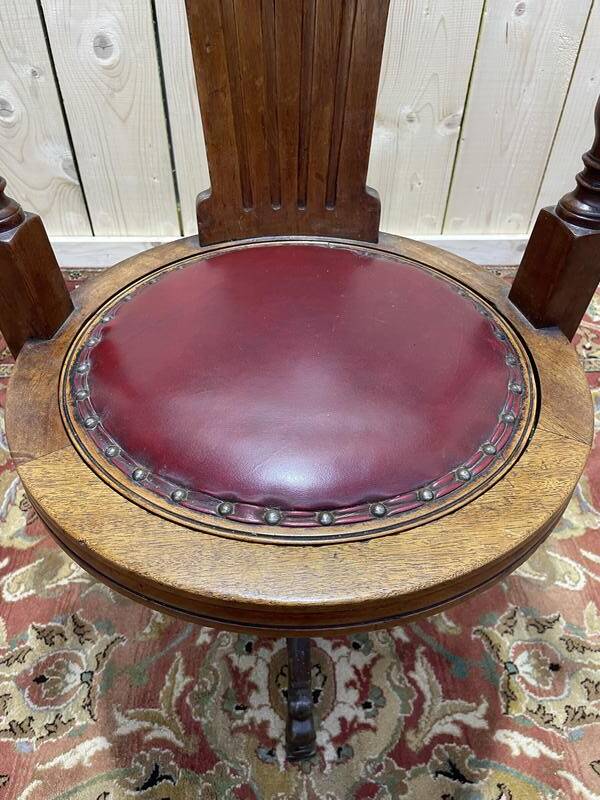 Fauteuil de bureau de bateau en acajou tournant