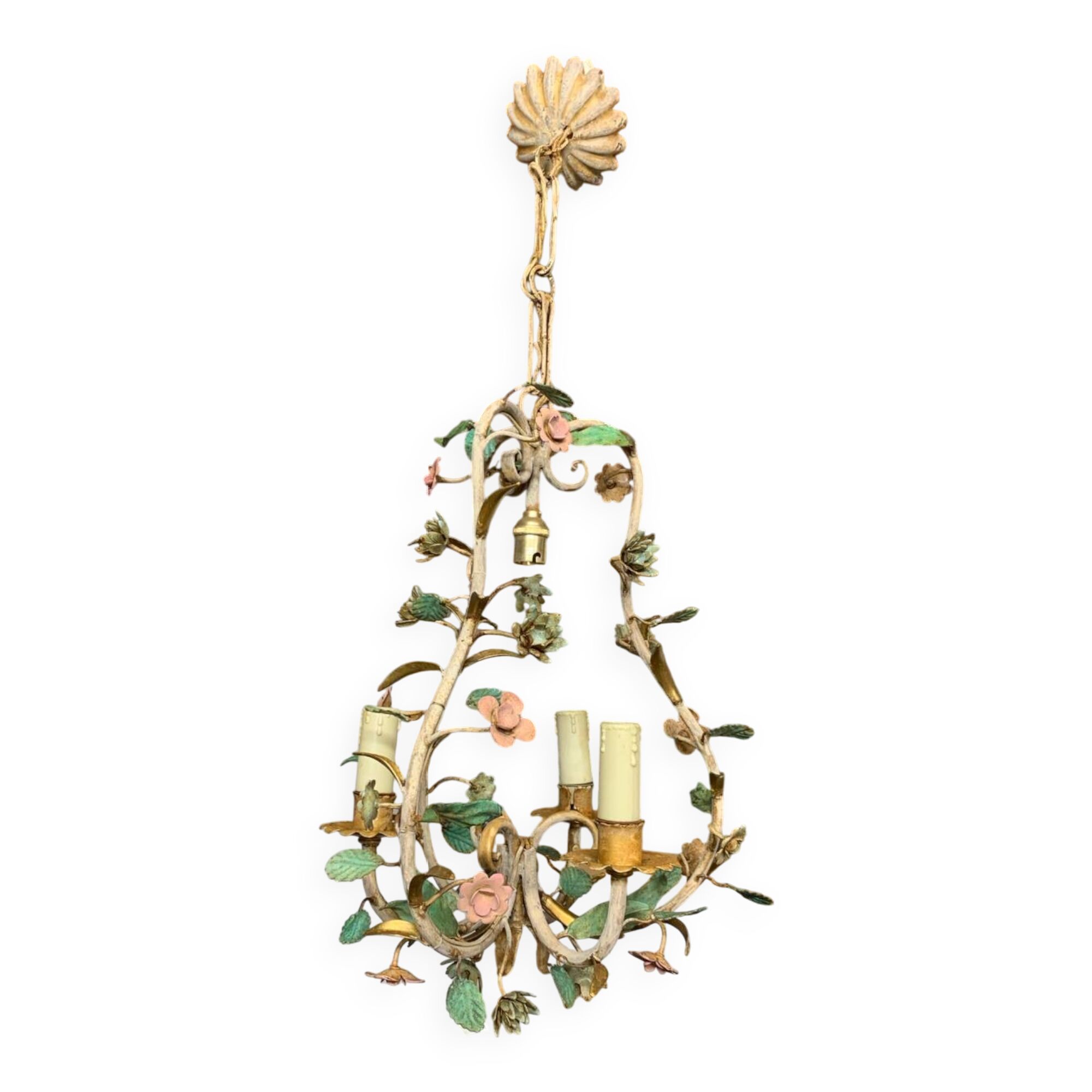 Lustre en fer forgé floral