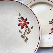 6 Petites assiettes vintage dépareillées fleuries - BADONVILLIER STEULER