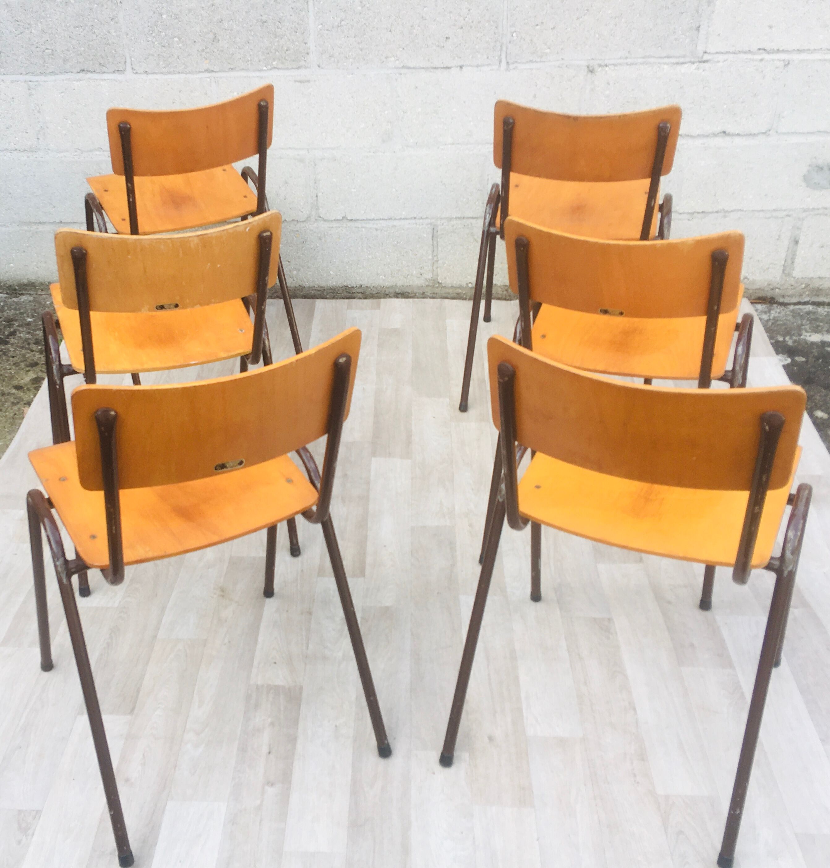 Set of 6 retro chairs in Vervoort wood