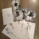 Christian dior, fashion press black and white vintage illustration