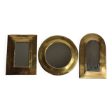 Set of 3 Moroccan vintage brass mirrors 16 cm