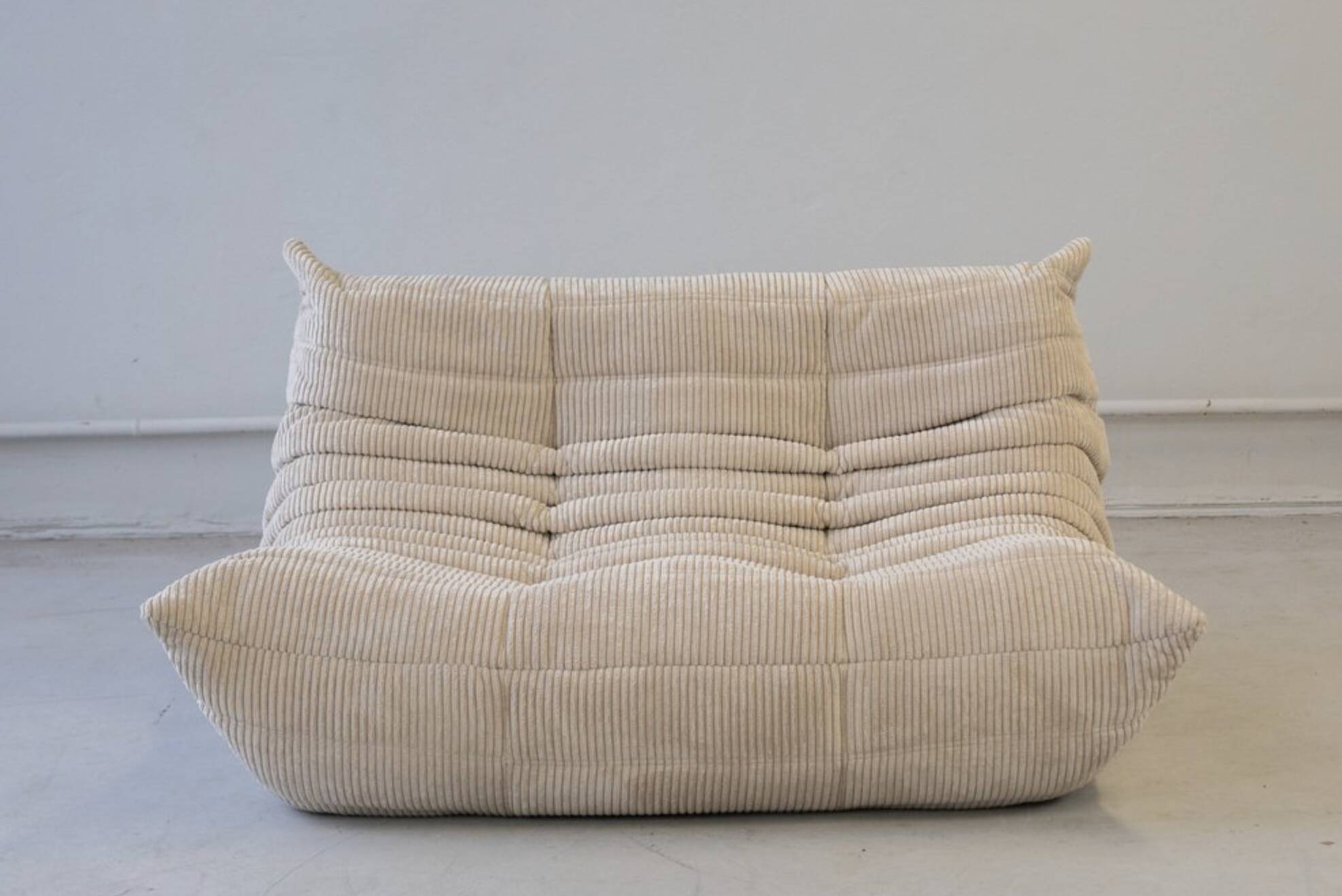 Togo sofa set in beige corduroy, model designed by Michel Ducaroy 1973