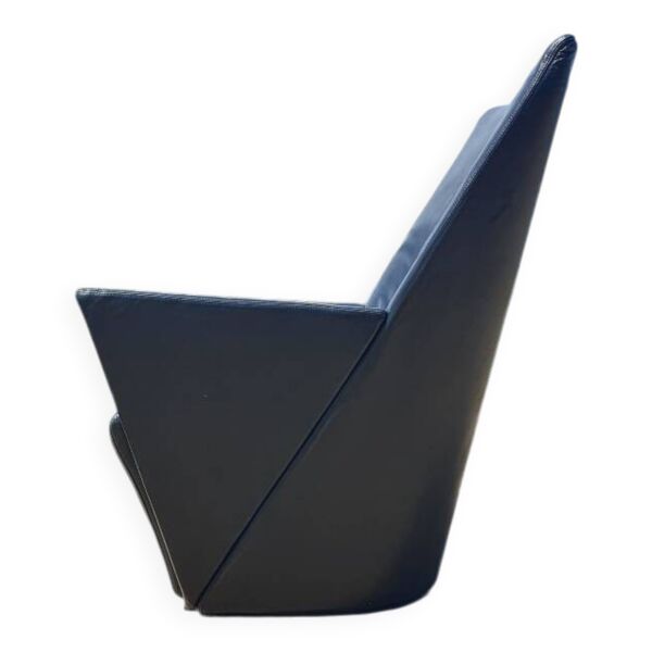 Fauteuil vintage cuir noir Armilla Arflex Burkhard Voghterr