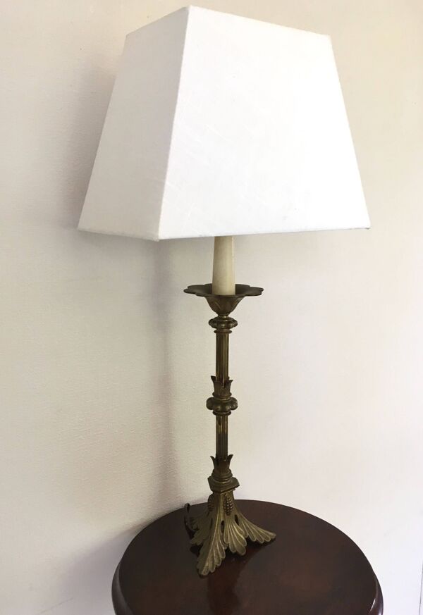Lampe de table haute pied en laiton