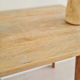 Table - old raw wood boarding school desk with compass legs