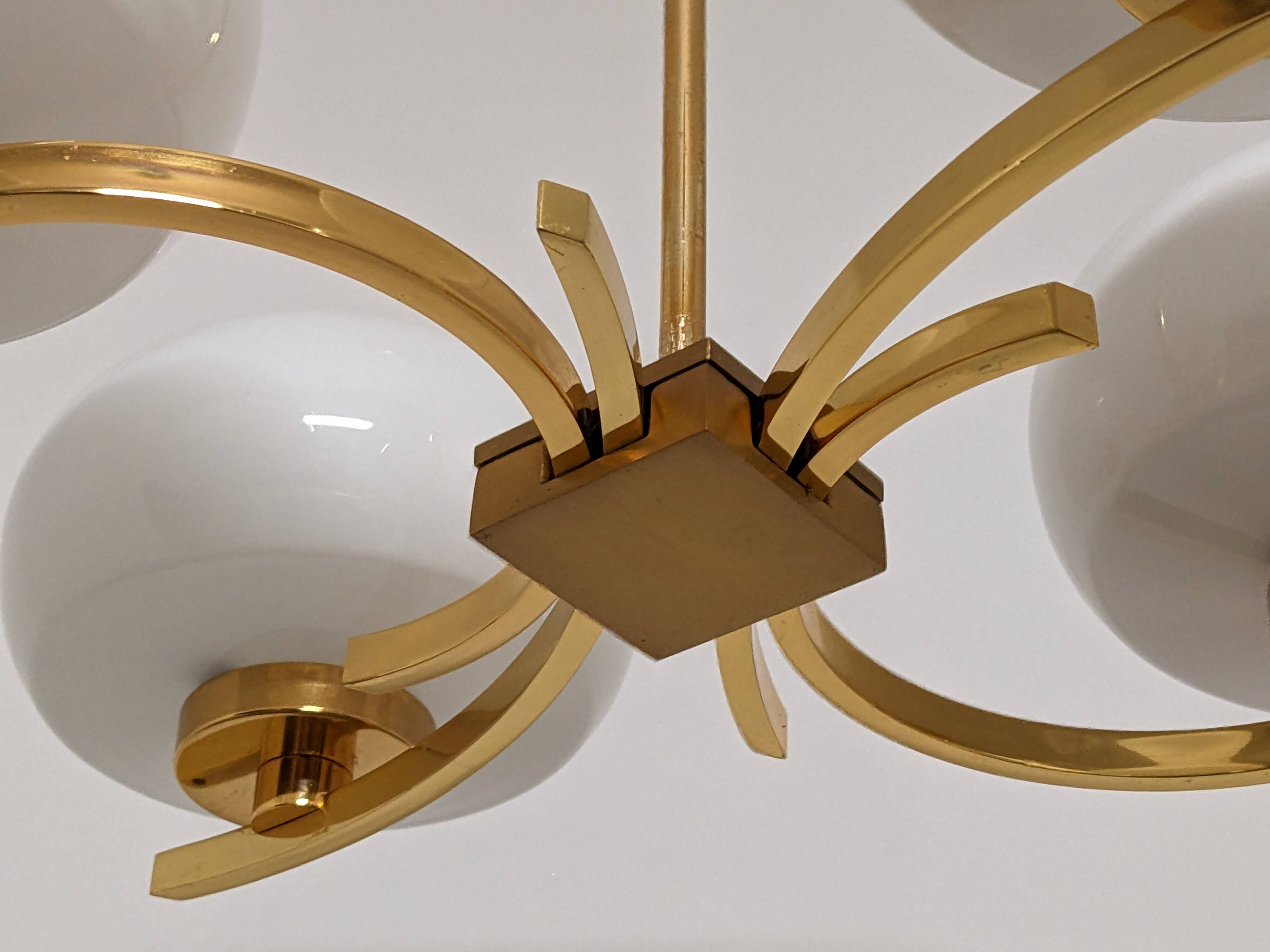 Arlus chandelier with 4 brass lights from the 50s/60s