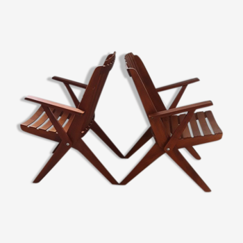 2 teak armchairs