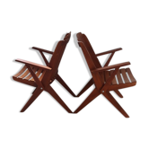 2 teak armchairs