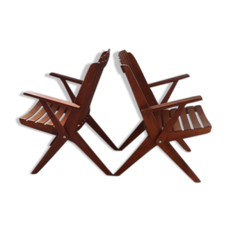 2 teak armchairs