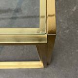 Cube side tables in brass and glass in the French Hollywood Regency style by Maison Charles, 1970s, set of 2.