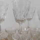 Set of 10 Chiseled Glass Wine Glasses from the 60s