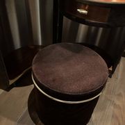 Vintage hairdresser in brown and gold velvet