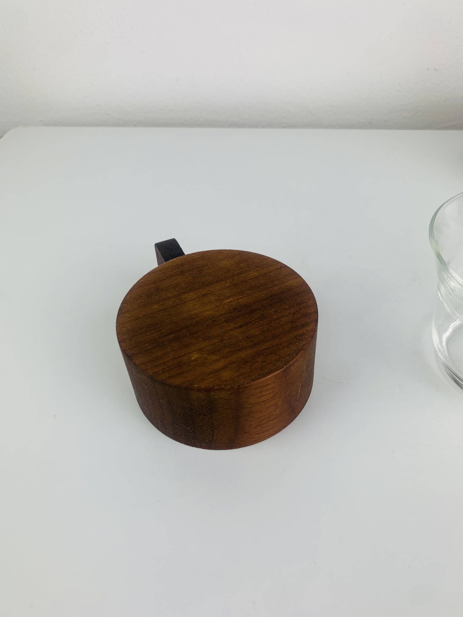 4 teak and glass cups in Scandinavian style by Schott Mainz Jena Glas, 60s