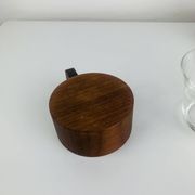 4 teak and glass cups in Scandinavian style by Schott Mainz Jena Glas, 60s