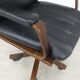 Office armchair leather wood Scandinavian design 70s vintage