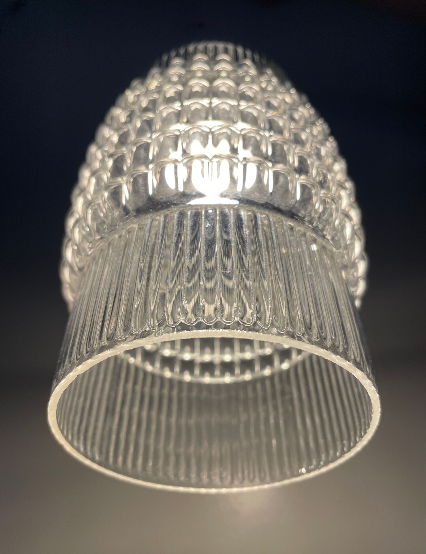 Set of 3 Refurbished Textured Glass Pendant Lights 1970s – Mid-Century